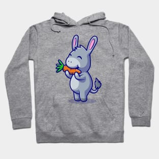 Cute Donkey Eating Carrot Cartoon Vector Icon Illustration Hoodie